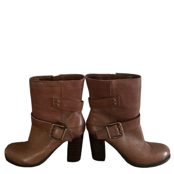Nine West Women’s Brown Ankle Leather Boots With Buckle Size 7.5 - Picture 5 of 7